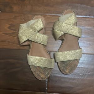 Lucky brand gold and tan sandals